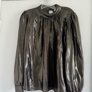 A.L.C Lydia long sleeve Metallic Black Women's Top